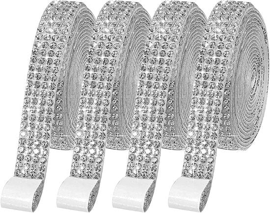 Decorazione DIY per artefatti con decorazione a diamanti adesiva 4 rulli in argento