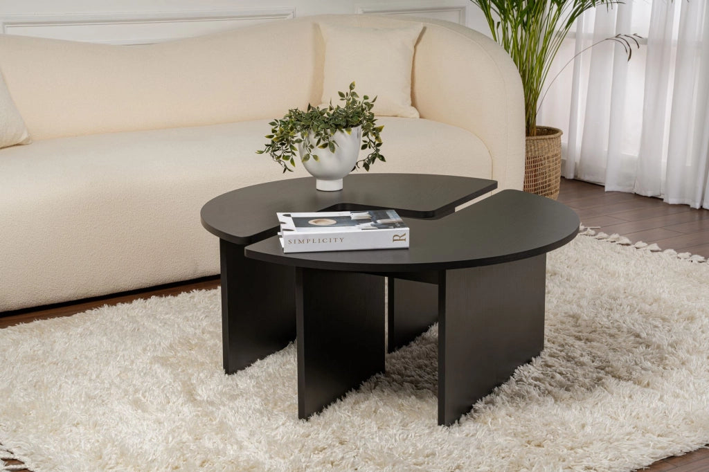 Tavolino in legno "Moira" 90 x 90 x 41 cm - Legno nero