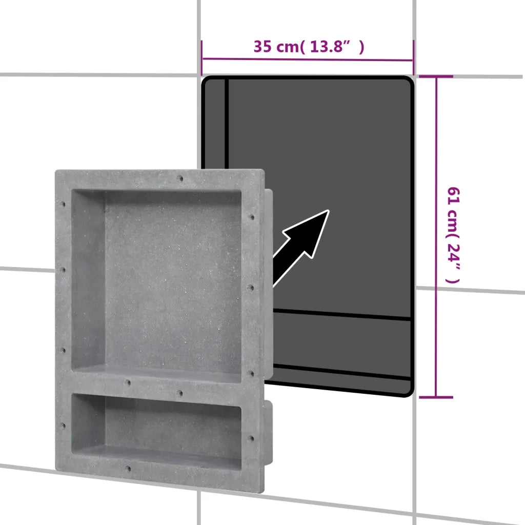 Nicchia da Doccia con 2 Scomparti Grigio Opaco 41x51x10 cm 151395