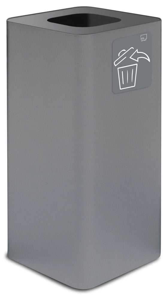 Pattumiera Per Raccolta Rifiuti 38x38xh80 cm In Acciaio Verniciato con Pittogramma Magnetico Grigio