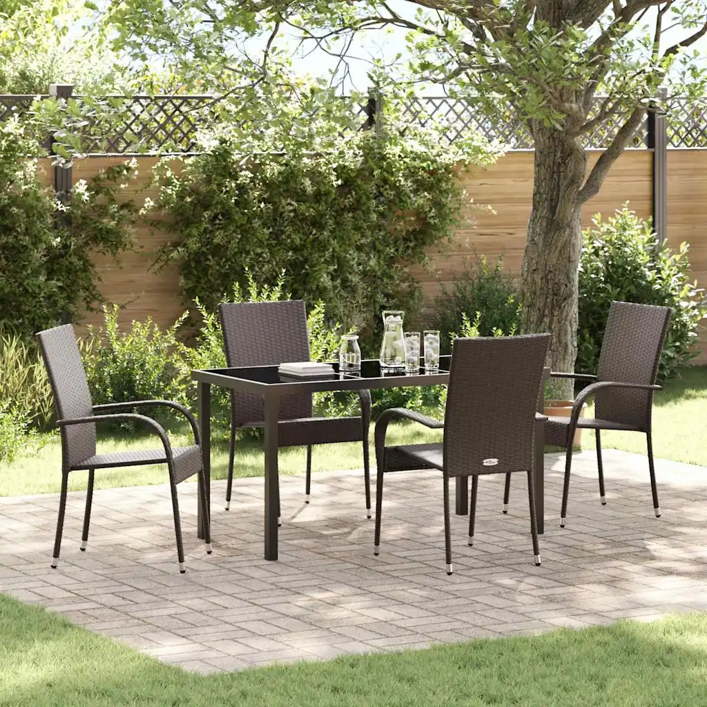 Set da Pranzo per Giardino 5 pcs Marrone 3379396