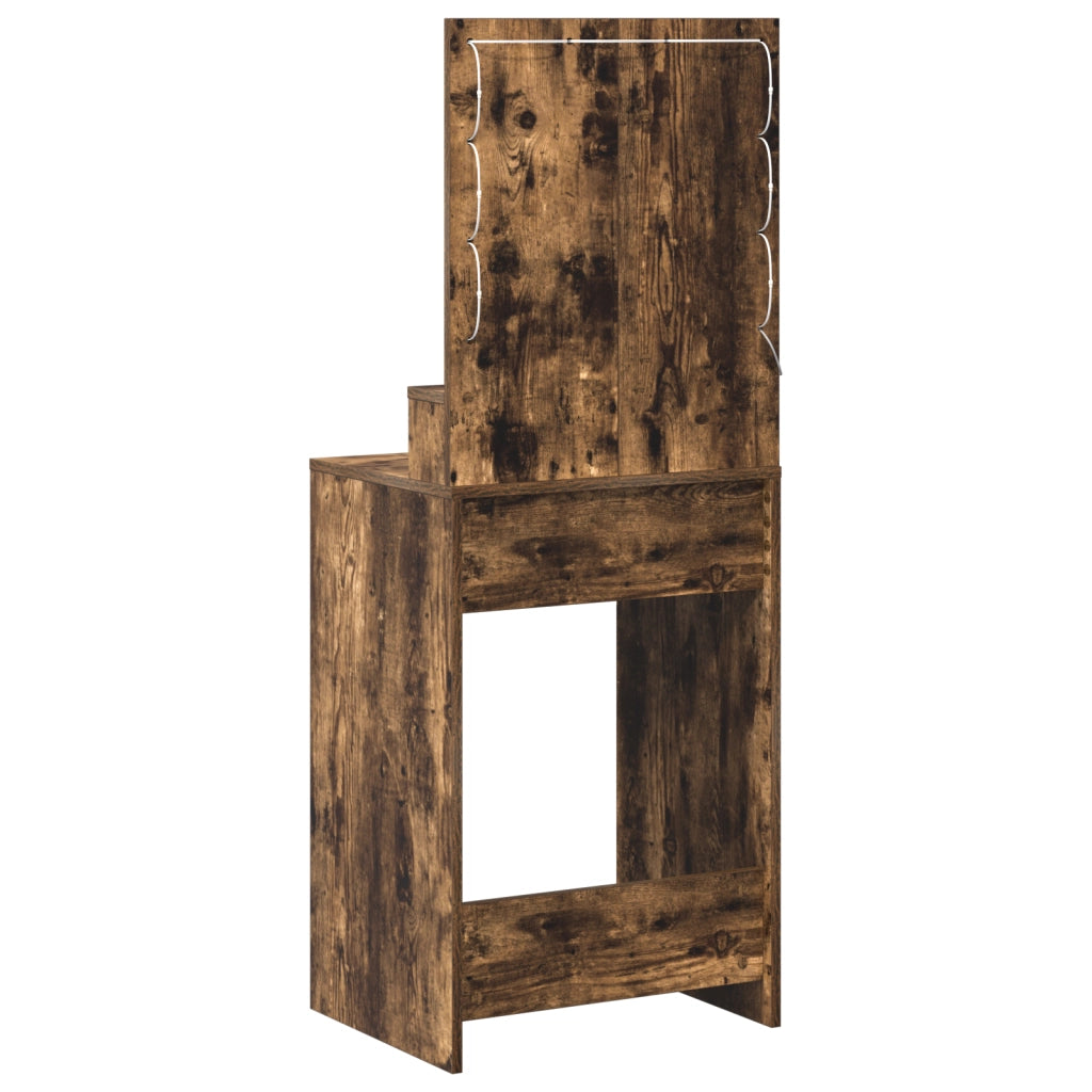 Specchiera con luci a LED in rovere affumicato 50x41x135 cm