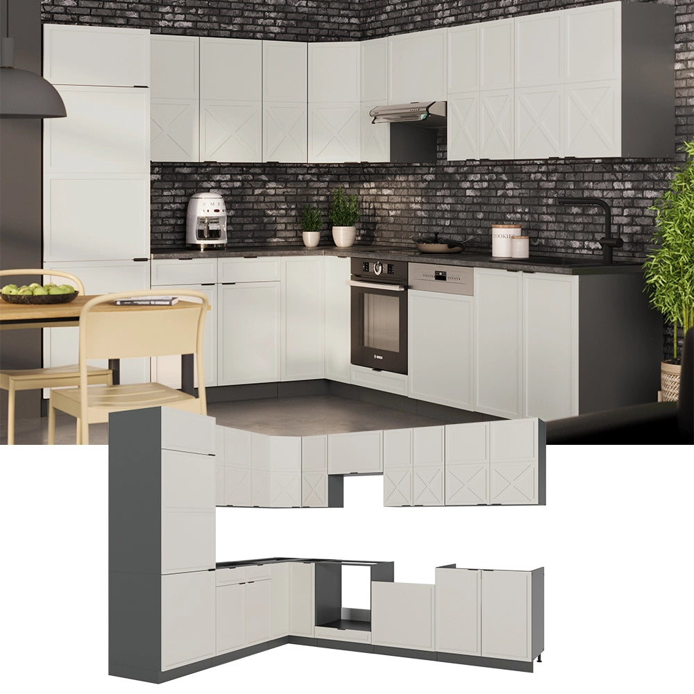 Vicco Cucina angolare completa Grigio/beige/antracite 227 x 287 cm , PL Antracite