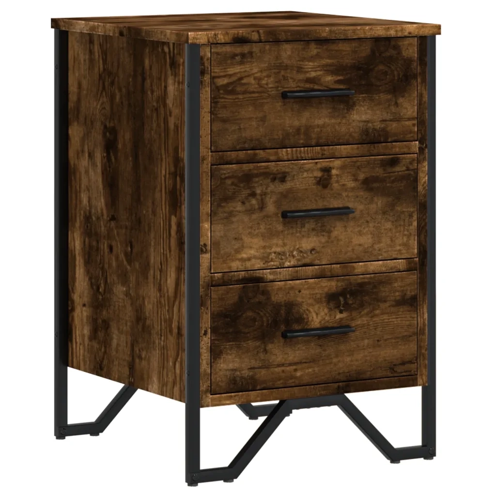 Comodino-Tavolino da notte Rovere Fumo 40x41x60 cm in Legno Multistrato