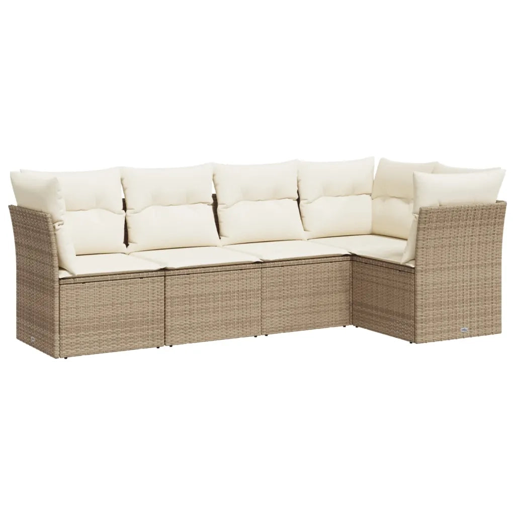 Set Divano da Giardino 5 pz con Cuscini Beige in Polyrattancod mxl 111519