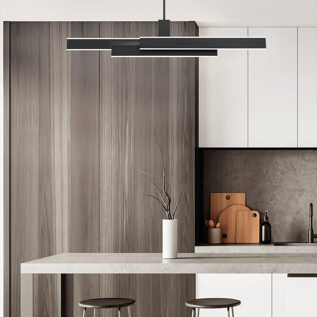 Lampada a sospensione Cameno nera LED 74W 114cm 3000K