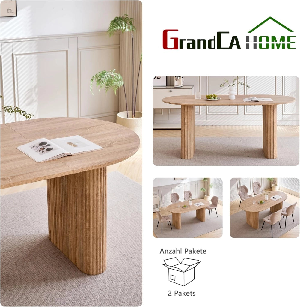 GrandCA HOME Tavolo da Pranzo Rotondo 120 cm, Tavolo da Cucina per 4, Tavolo da Pranzo in Legno con Base a Croce per Cucina, Sala da Pranzo, Soggiorno,Rovere