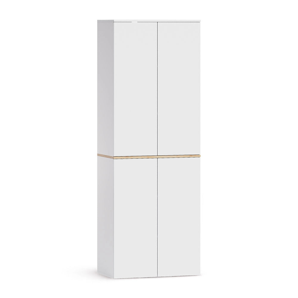 Armadio alto Viktor Bianco/Rovere artigianale 68 x 188.6 cm con 6 scomparti chiusi Vicco