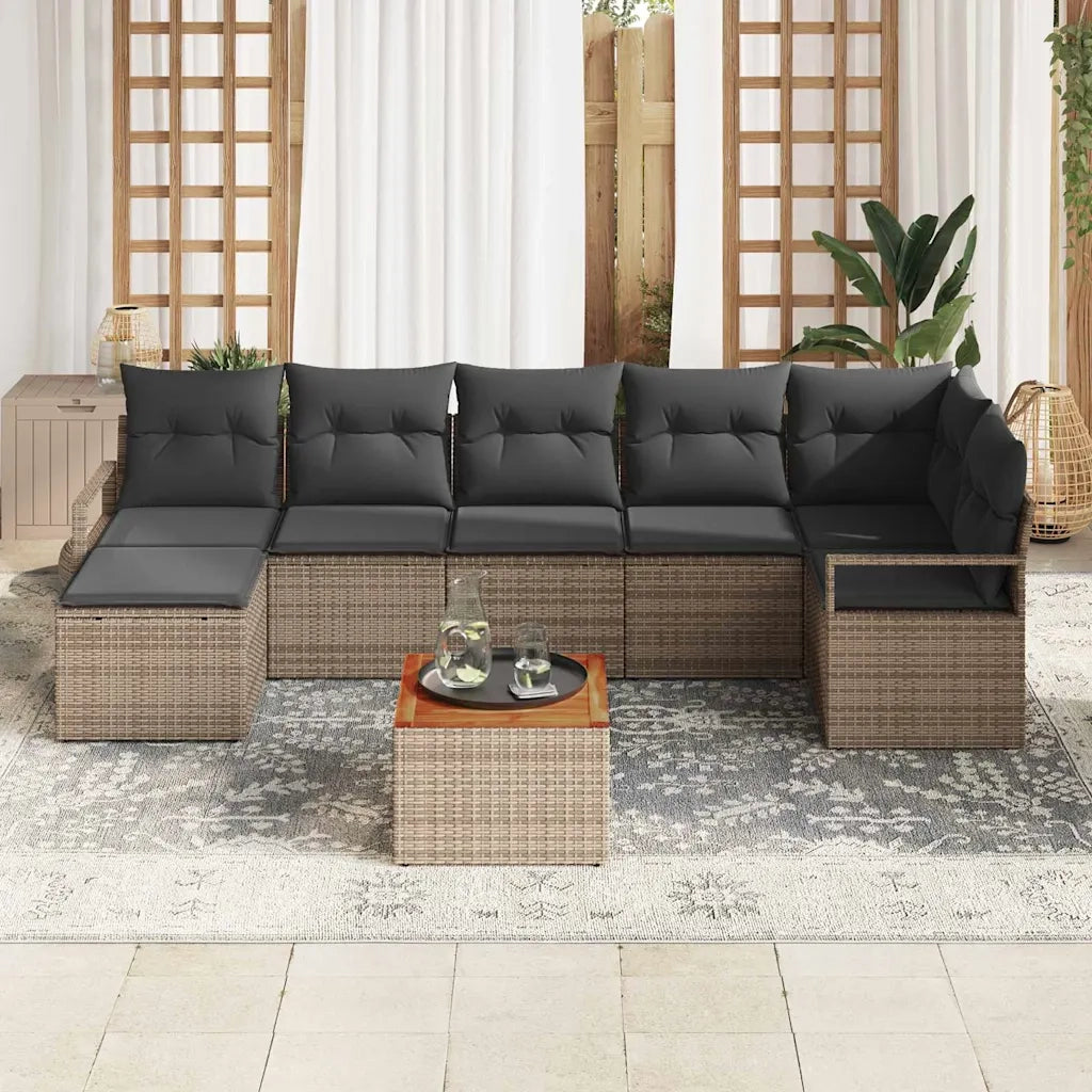 Set Divano da Giardino con cuscino 8 pcs Grigio polyrattan 3347734