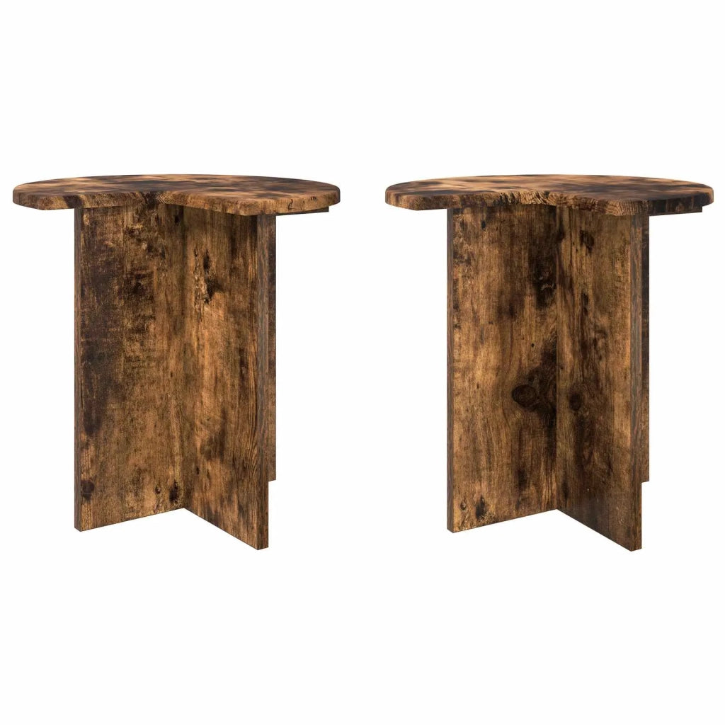 Tavolo laterale 2 pcs Rovere Fumo Ø 39 x 38 cm