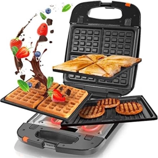 Apparecchio Grill con Piastre Estensibili - Contactgrill con Piastre Estensibili - Piastre Grill - Panini Fritto con Piastre Estensibili - 1200 W | Multifunzione per Wafel Grill & Sandwichmaker