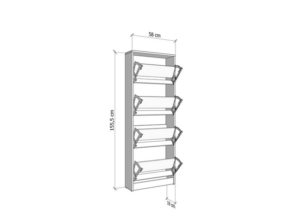 Mobile Portascarpe Pesche, Scarpiera un Ripiano, 58x18x155.5h cm Marrone Rovere Scuro