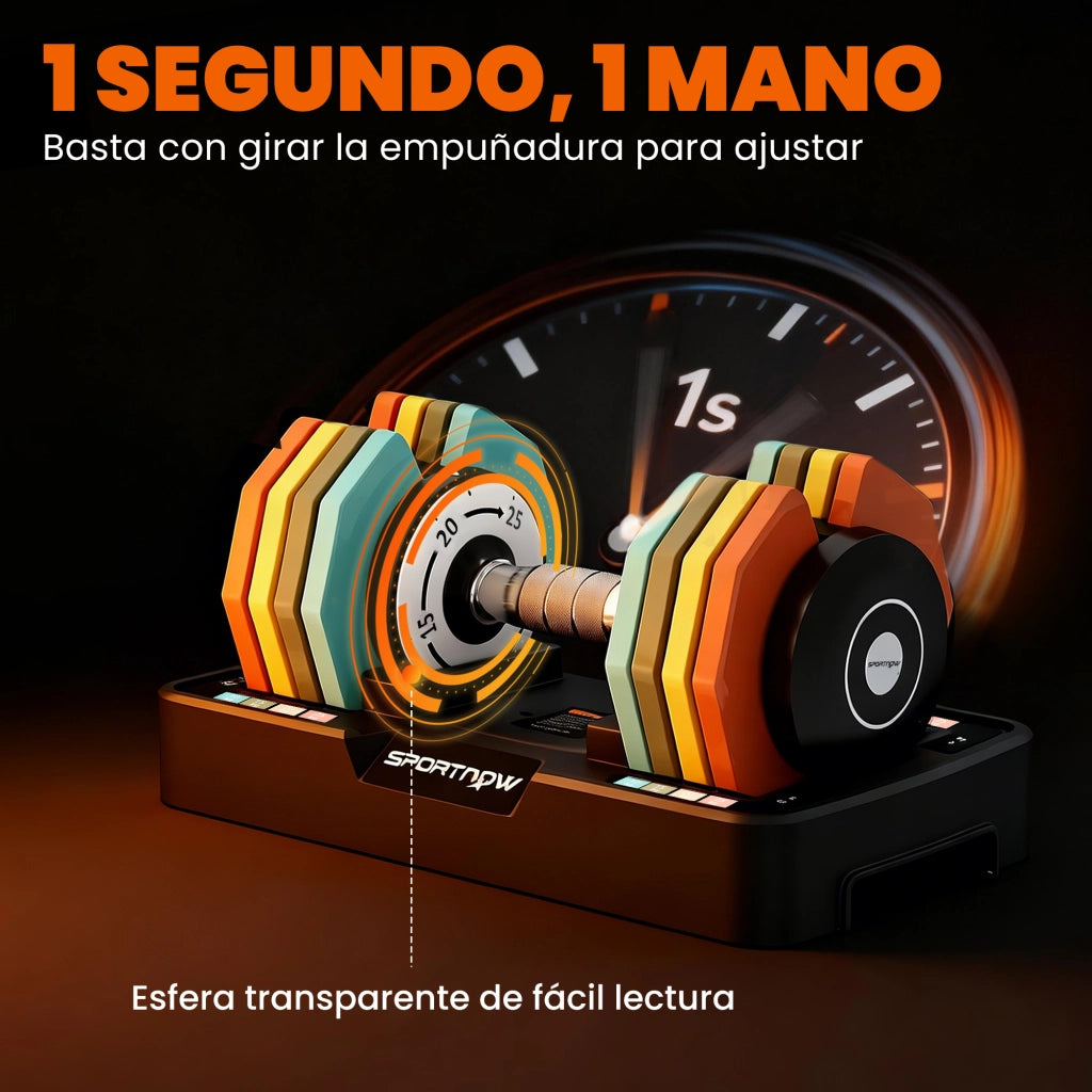Set manubri regolabile 5 in 1 5-25 kg con base contenitore e manico antiscivolo ¨C zephmum ¨C multicolore