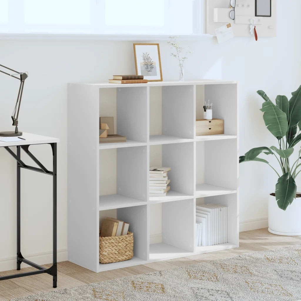 Libreria-Scaffale per Libri-Mobile di Stoccaggio Bianca 102x32x102 cm in Legno Multistrato