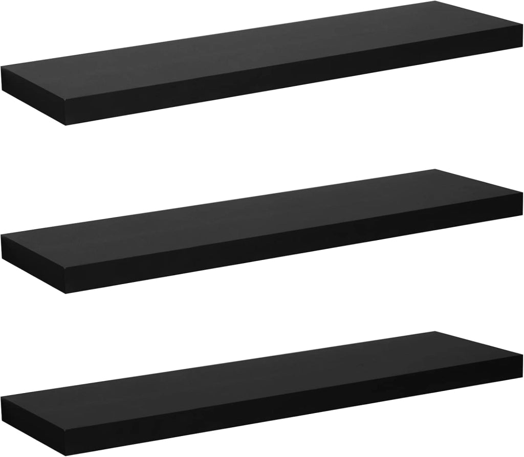 Mensole da Muro Scaffale a Parete Decorazione per Cameretta Ufficio Libreria Porta CD/DVD Legno Nero 80cm 3 Pezzi RG9318sz-3