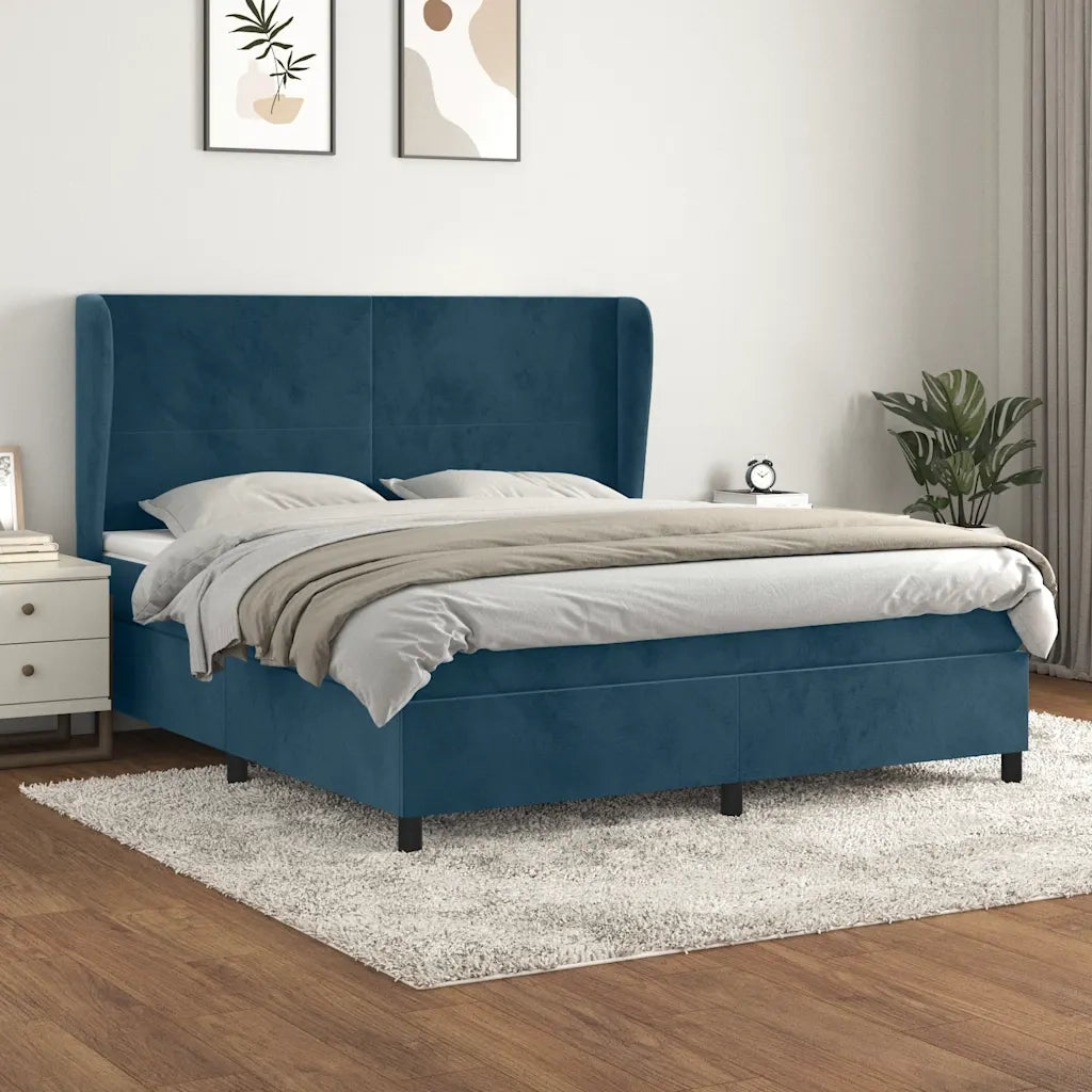Giroletto a Molle con Materasso Blu Scuro 160x200 cm in Vellutocod mxl 98283