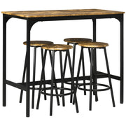 Set da bar composto da 5 pezzi con 4 sgabelli, tavolo da cucina dal design industriale, set da pranzo rustico in metallo marrone per cucina e bar