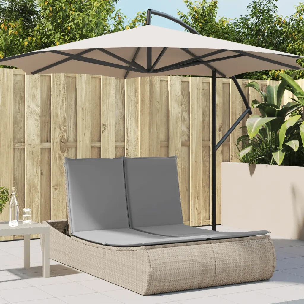 Lettino Prendisole | Sdraio da giardino | Lettino da sole con Cuscini Beige in Polyrattan