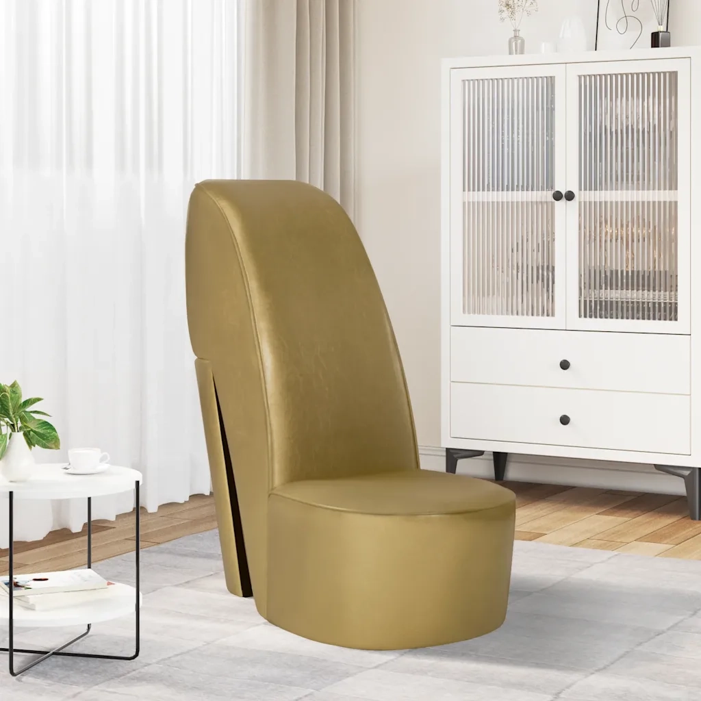 Poltrona a Forma di Scarpa con Tacco in Similpelle Oro 248650