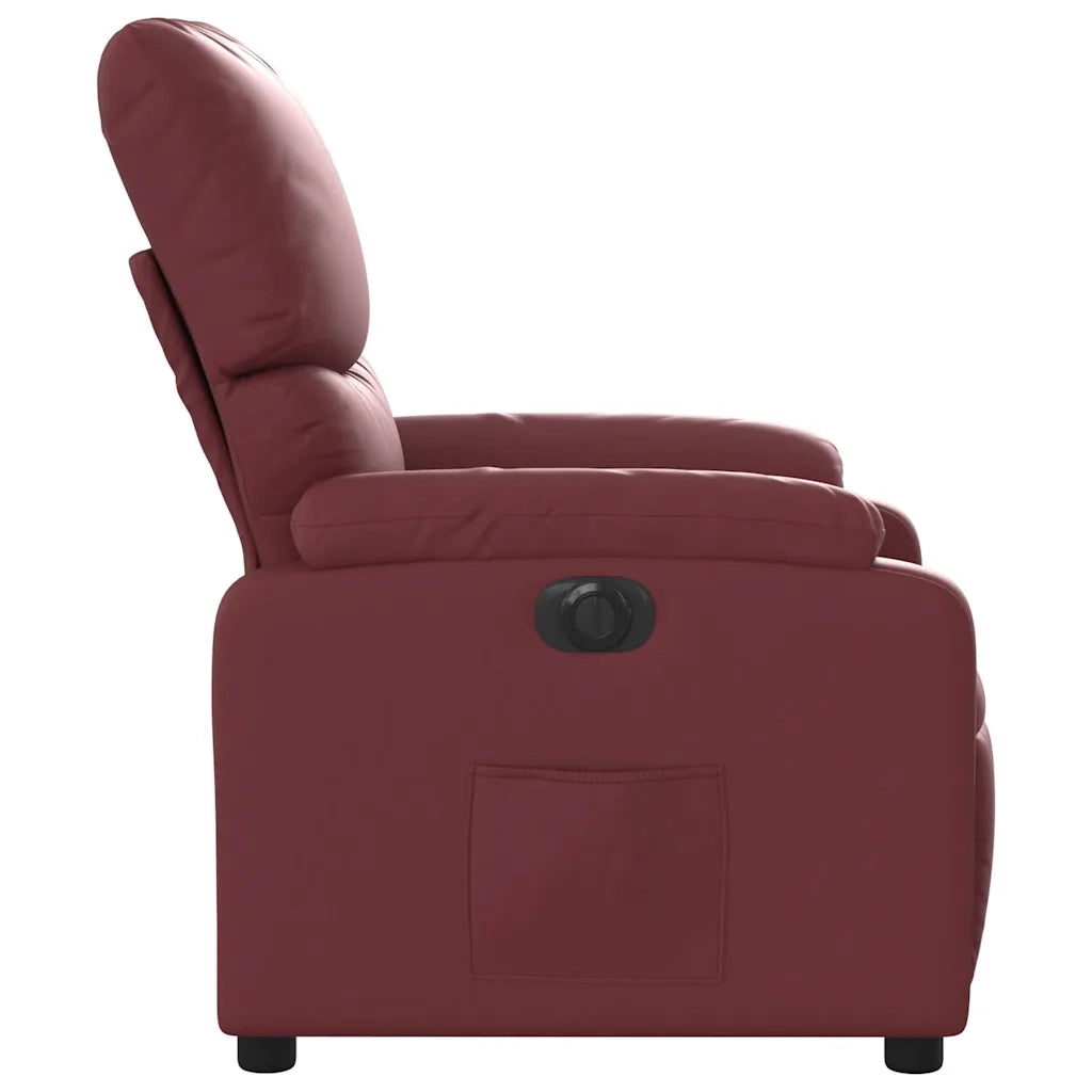Poltrona | Sedia Relax Reclinabile Elettrica Rosso Vino in Similpelle