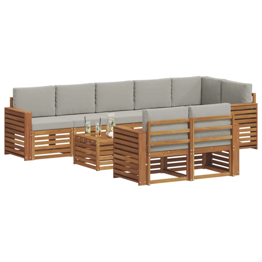 Set divani con cuscino 9 pcs Grigio Naturale e Chiaro