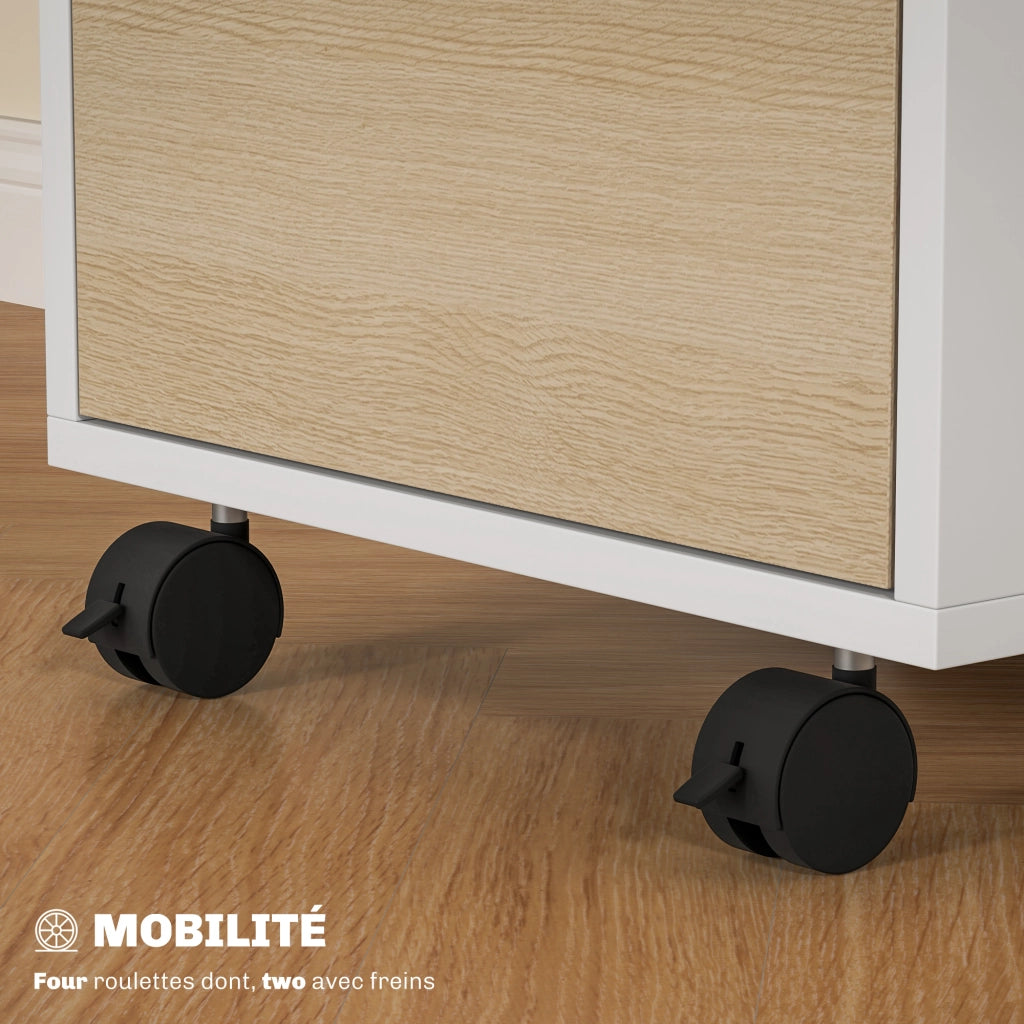 Cassettiera per Ufficio con 3 Cassetti e Serratura ¨C zephmum ¨C Rovere 40x40x63.5 cm