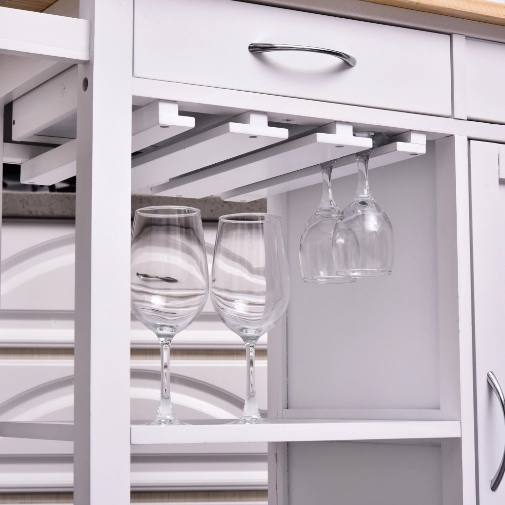 Tavolo da cucina con cassetti e ruote ¨C zephmum ¨C 89x40x84cm, bianco