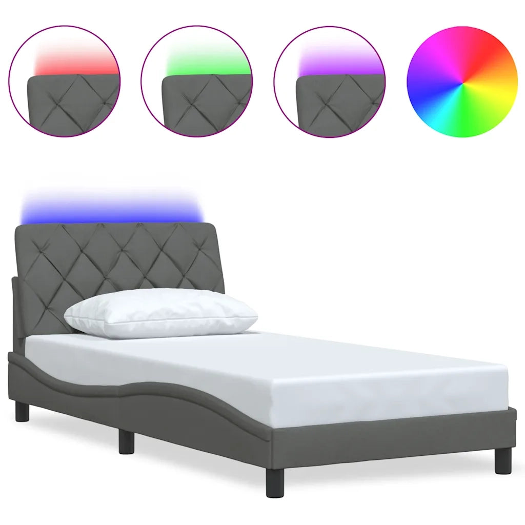 Giroletto con LED senza Materasso-Struttura Letto Grigio Scuro 100x200 cm