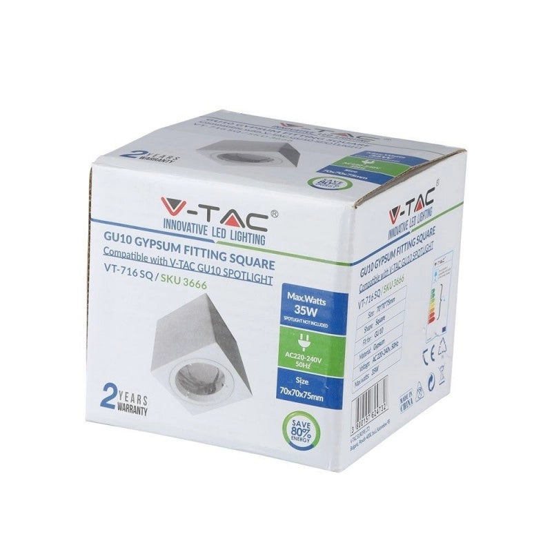 Gypsum quadrato di adattamento GU10 con anello di alluminio bianco