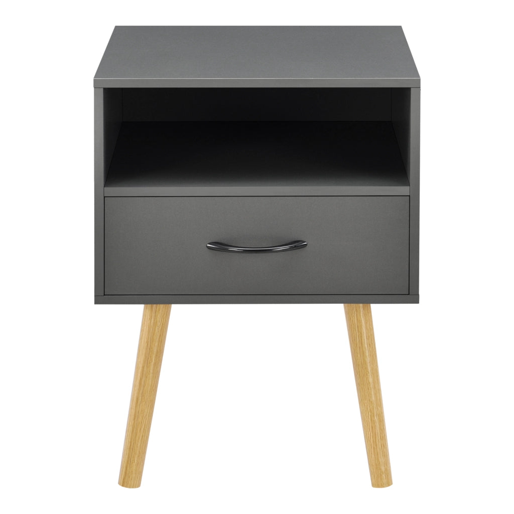 Set Gävle di 2 Comodini con Cassetto e Scomparto - Grigio Scuro [en.casa]