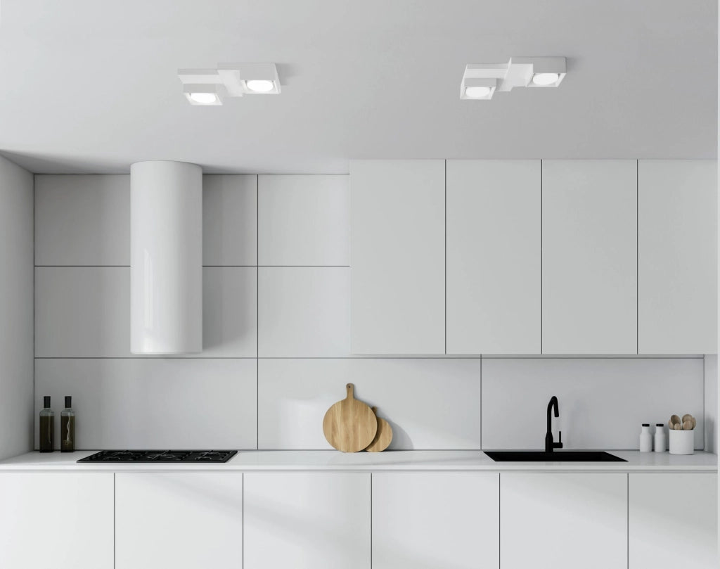 SIBARI lampada da Soffitto 2 Luci in gesso bianco attacco GX53 29x20,7cm