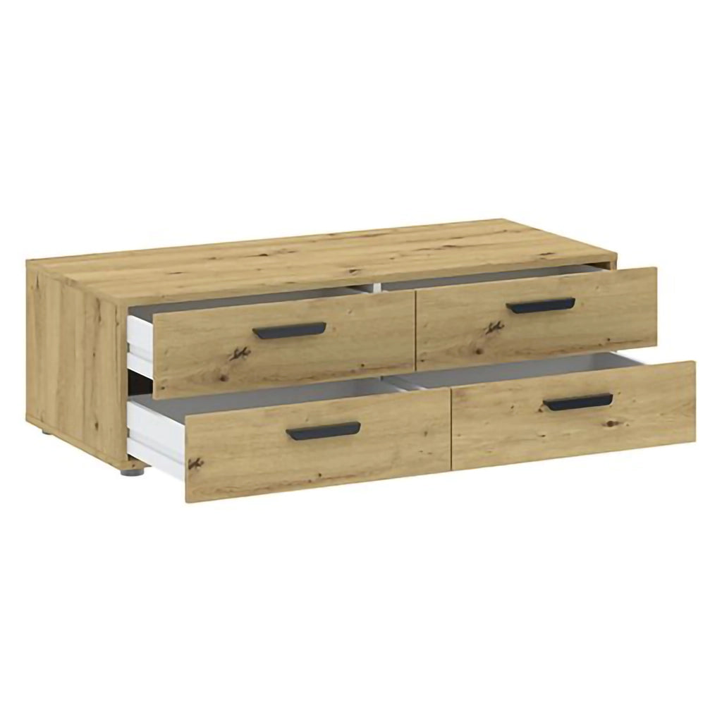 Gignod, Cassettiera 4 Cassetti, 111x52x35h cm Marrone Rovere Nodi