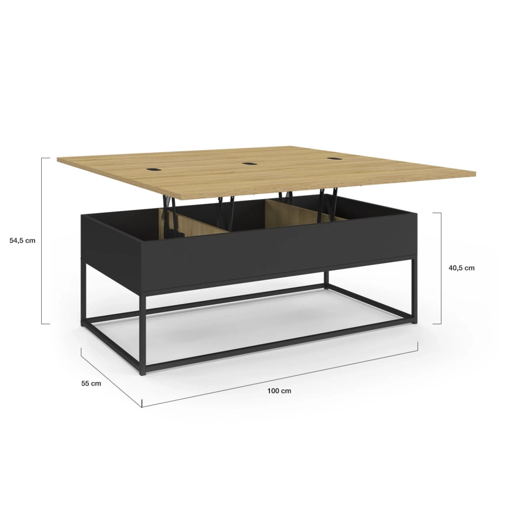 IDMarket - Tavolino rettangolare trasformabile in tavolo da pranzo di design industriale BOSTON