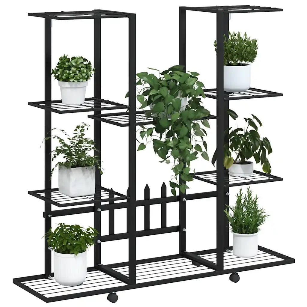 Portafiori con Ruote 94,5x24,5x91,5 cm Ferro Nero 343121