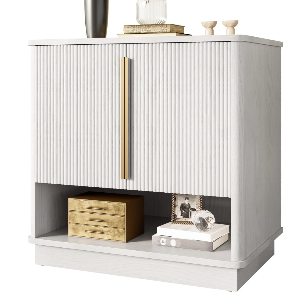 Scarpiera MDF bianca 60x40x61 cm con 2 ante; ripiani regolabili e vano aperto