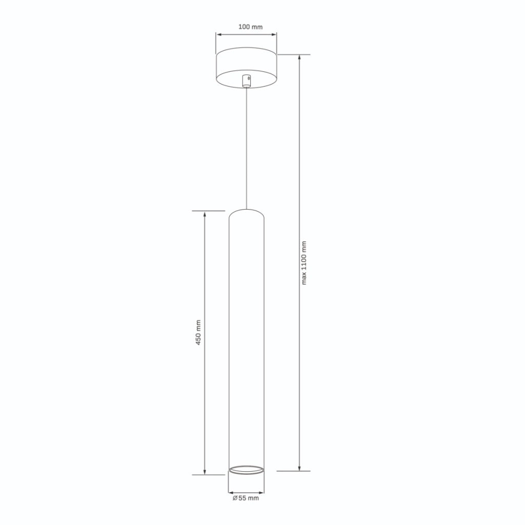 Lampada a sospensione Polux Lungomare grigia tubo 55cm GU10 10W