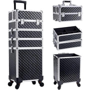 Trolley Makeup 4in1 Valigetta Nero Trucco Estetista Beauty Case Ruote Staccabili
