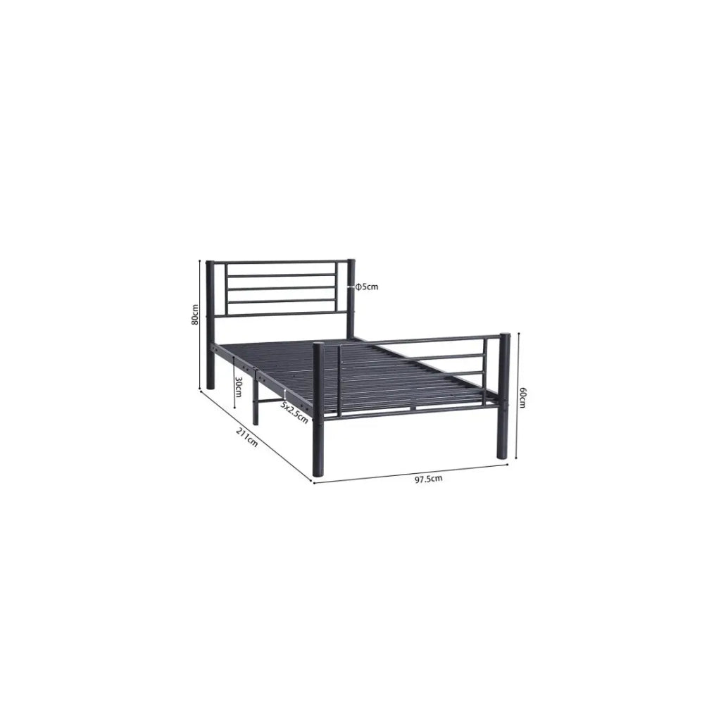 Letto SAMMY – 90x200 cm in metallo colore grigio scuro con rete inclusa