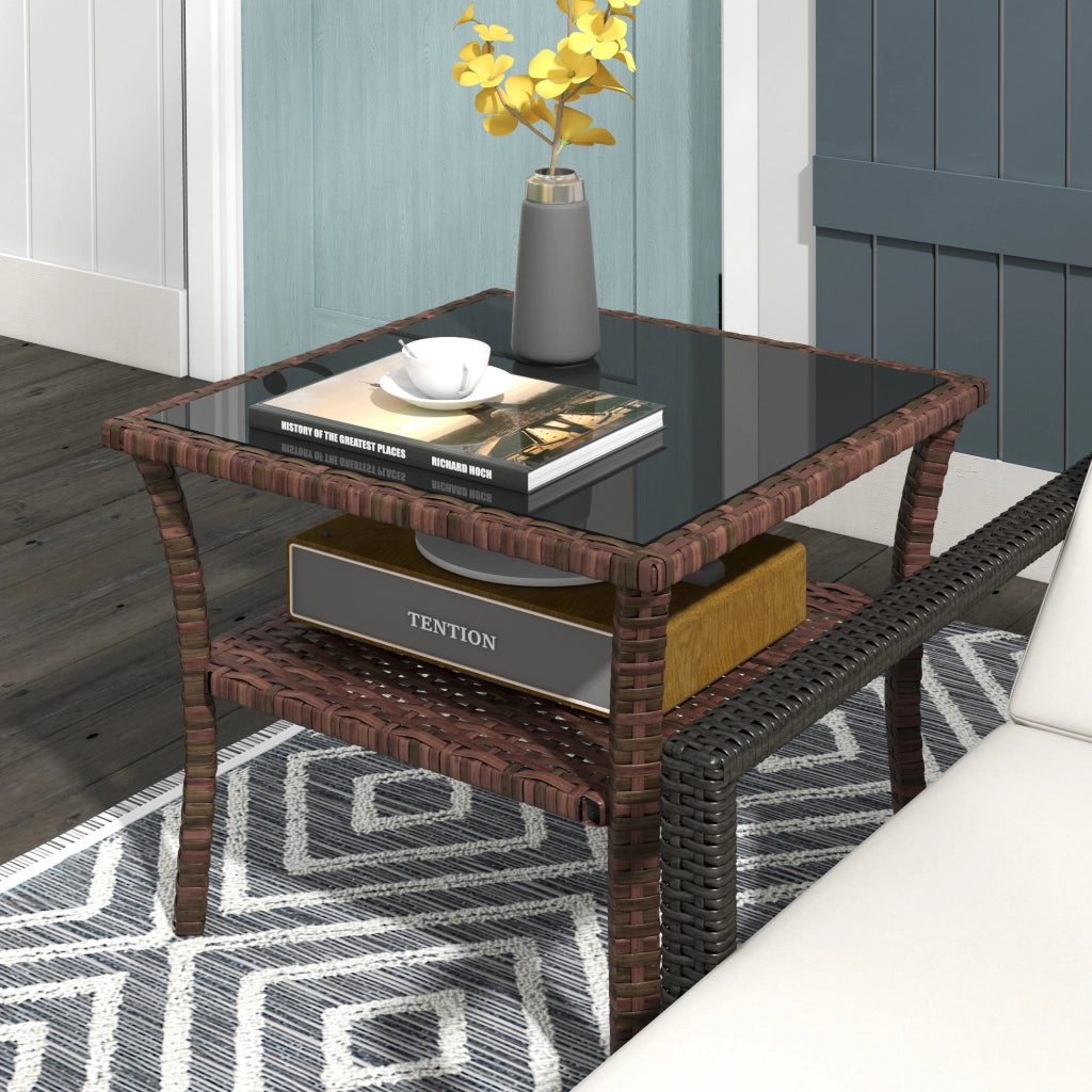 Tavolino da Giardino in Rattan ¨C zephmum ¨C Marrone 50x50x45 cm