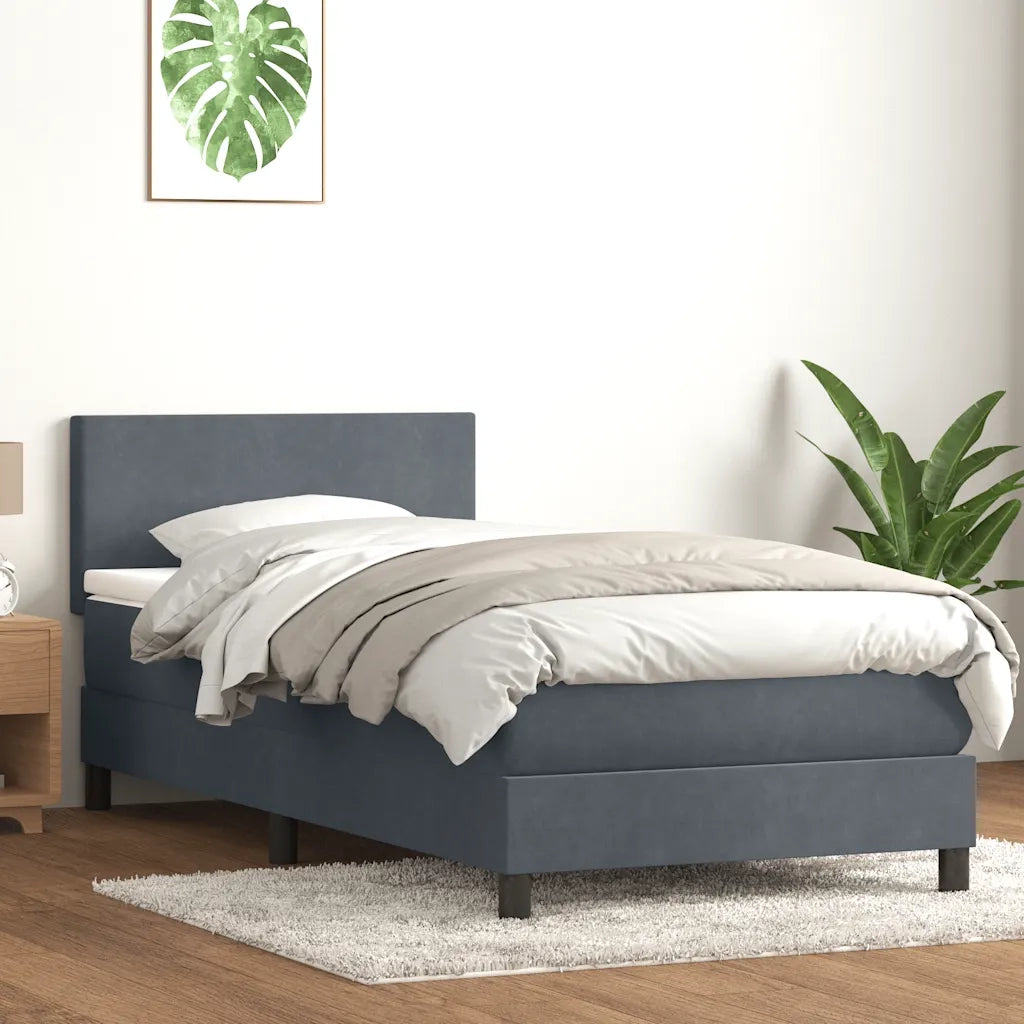 Giroletto a Molle con Materasso Grigio Scuro 90x220 cm Velluto 3316048