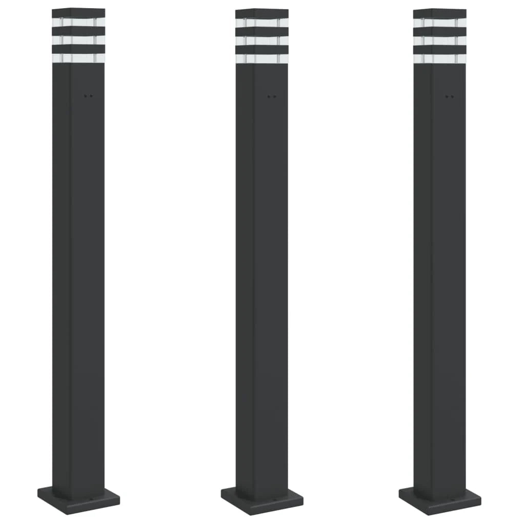 Lampade da terra per esterni con presa 3 pezzi 110 cm alluminio nero 02_0042569