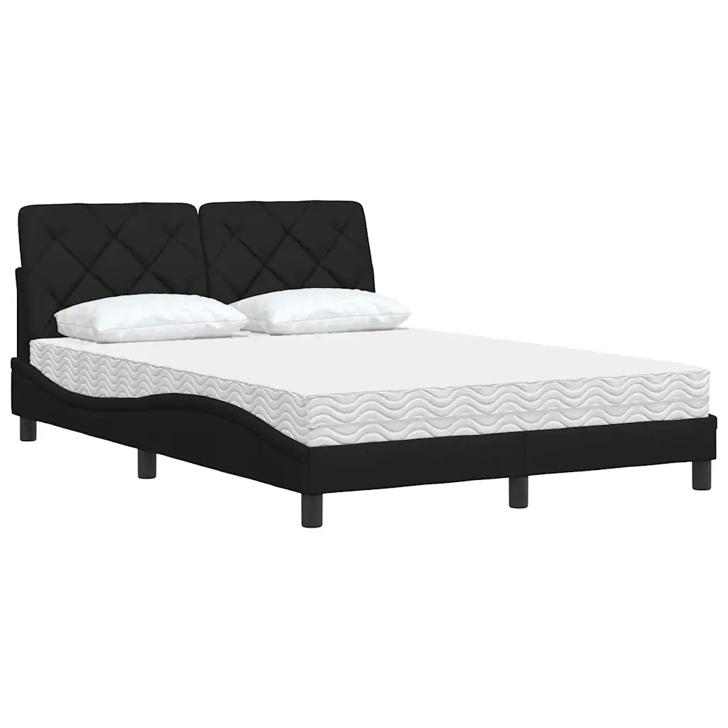 Letto con Materasso Nero 140x190 cm in Tessuto 3310736