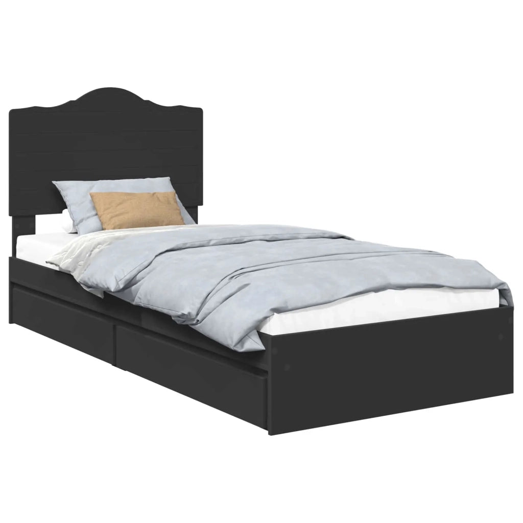 Letto con Contenitore Nero 100 x 200 cm Legno multistrato 3413535