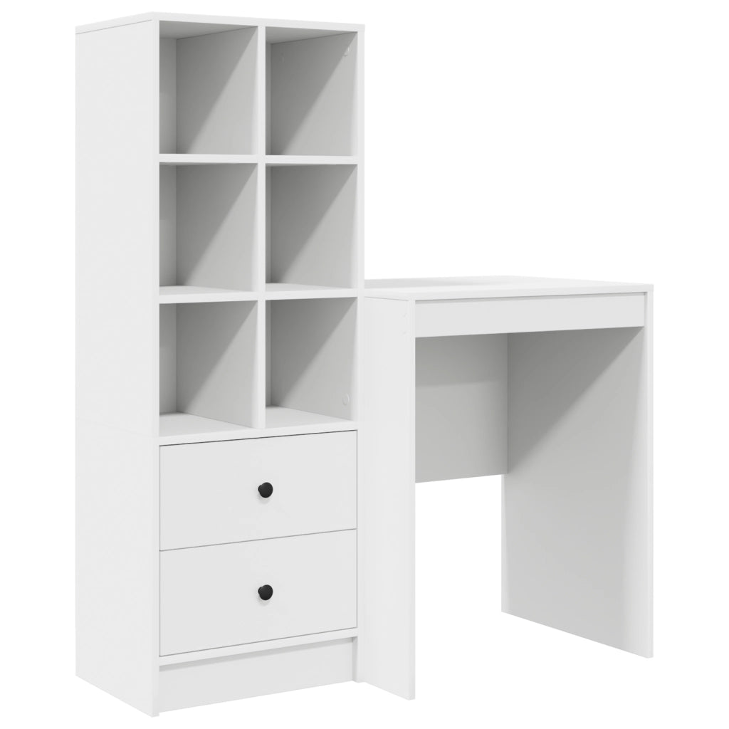 Scrivania con Storage Bianca in Legno Ingegnerizzato