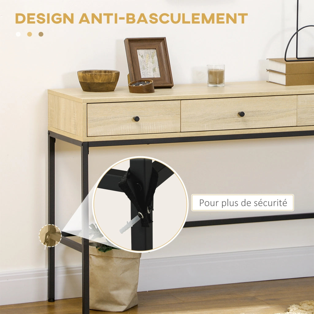 Consolle con cassetti ¨C zephmum ¨C effetto legno, stile industriale, 120x39.8x78 cm