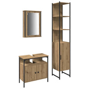 Set di mobili per il Bagno | Armadio da bagno con porta 3 pz Rovere artigianale