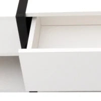 Tavolino da Salotto Quadrato Lucido con 4 Cassetti, Design Unico di Colori e Linee, Spazio Portaoggetti Inferiore, Bianco