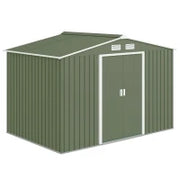 Casetta da Giardino con 2 Porte Scorrevoli e 4 Prese d'Aria in Acciaio, 277x195x192cm, Verde Chiaro