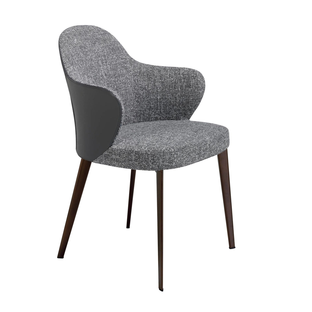 Sedia in tessuto ed ecopelle grigio scuro