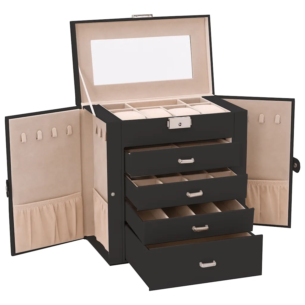 Portagioie a 5 Strati con Specchio Chiudibile a Specchio Nero CFW5344870
